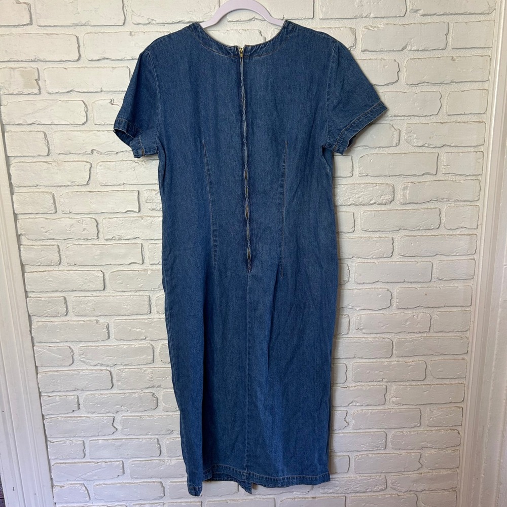 Vintage Halmode Petites Denim Short Sleeve Midi Dress Women's Size 8 / 10 - Picture 6 of 6